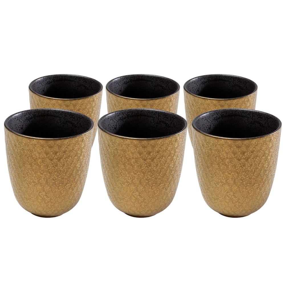 Kare Design Tasse en céramique dorée et grise - lot de 6 Doré Céramique - 8x8x8cm