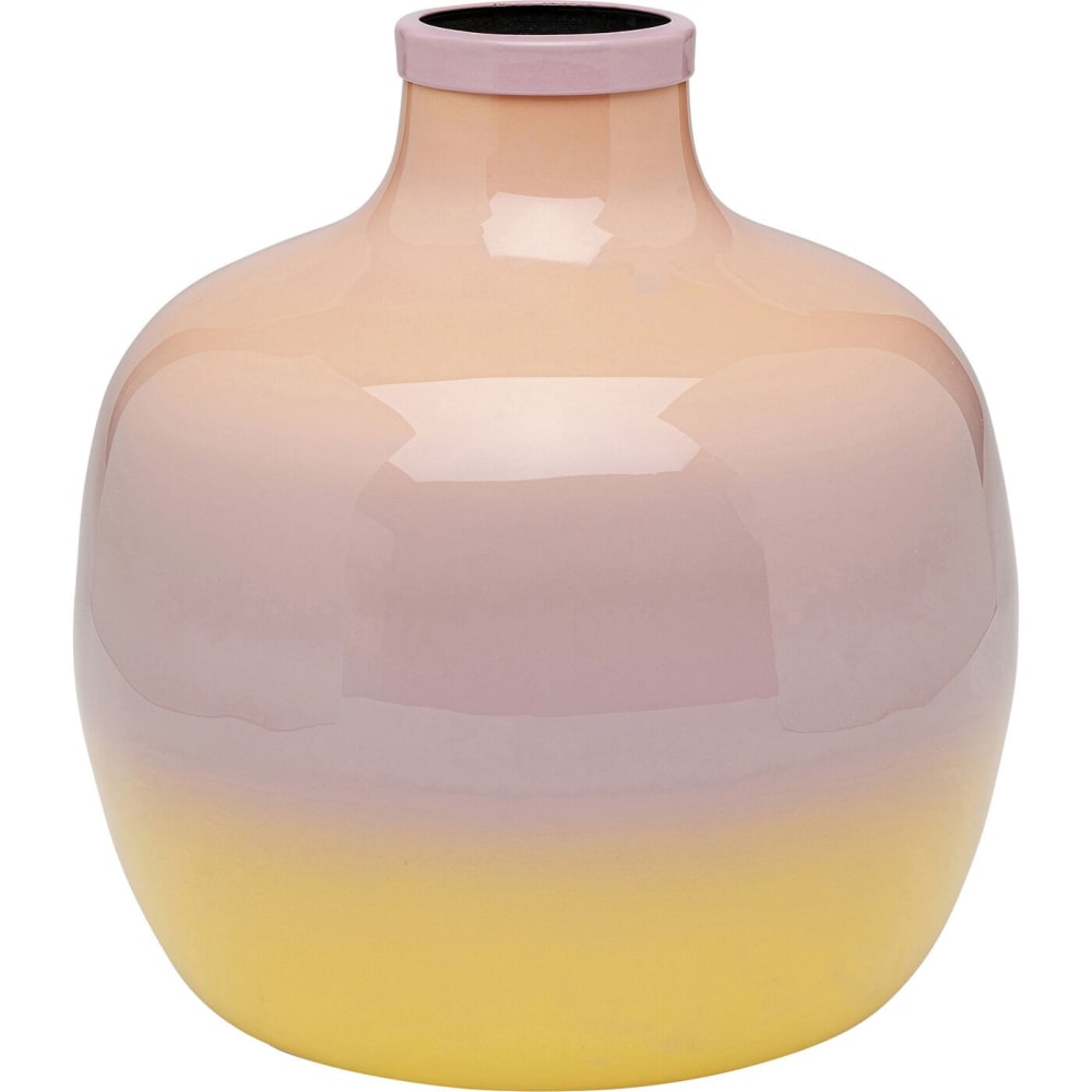 Vase en acier dégradé rose et jaune