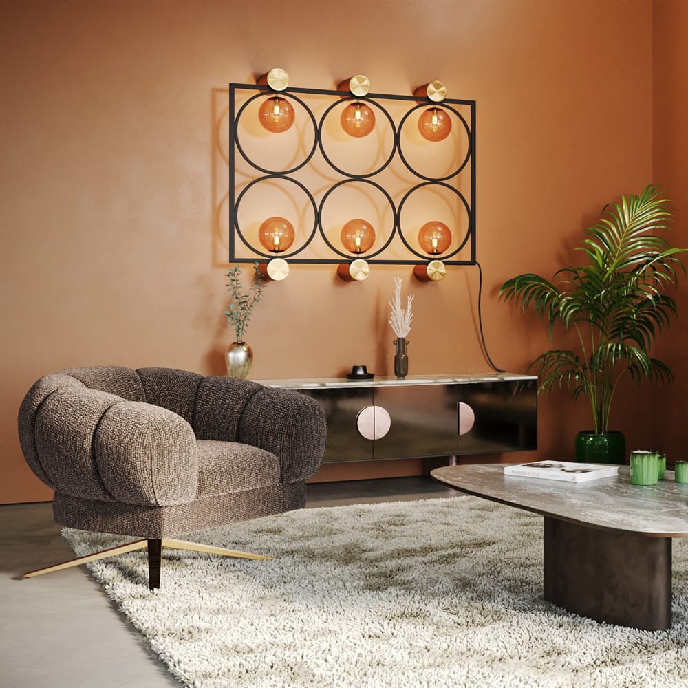 Applique en verre marron et acier noir accents dorés - Maisons du Monde