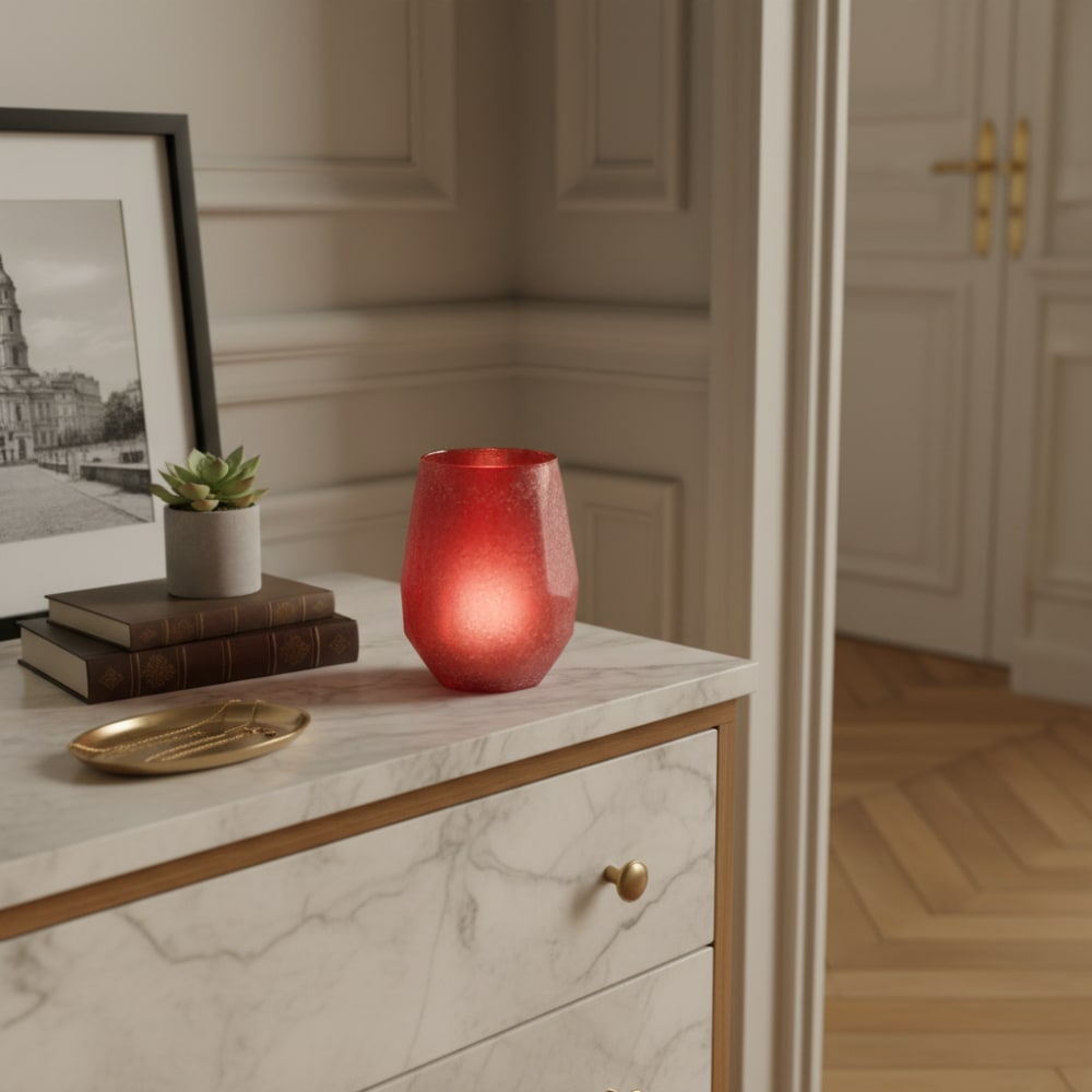 Dekoratives Windlicht aus Glas H18, Rot - Maisons Du Monde
