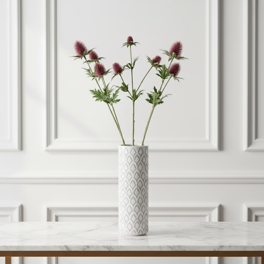 Tige de chardon en fleur artificielle bordeaux et verte H43 - Maisons du Monde