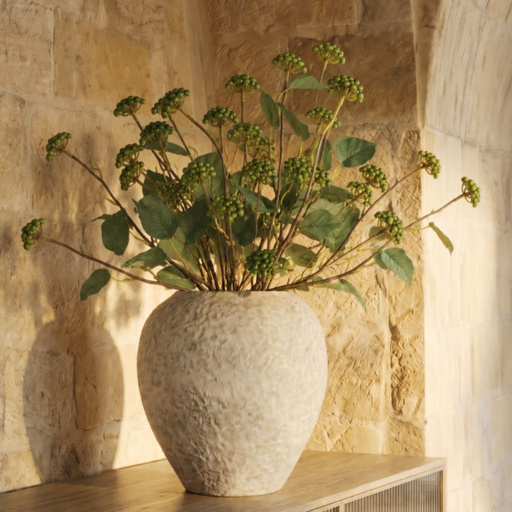 Branche de baies avec feuilles artificielles vert clair h73 — vue 3