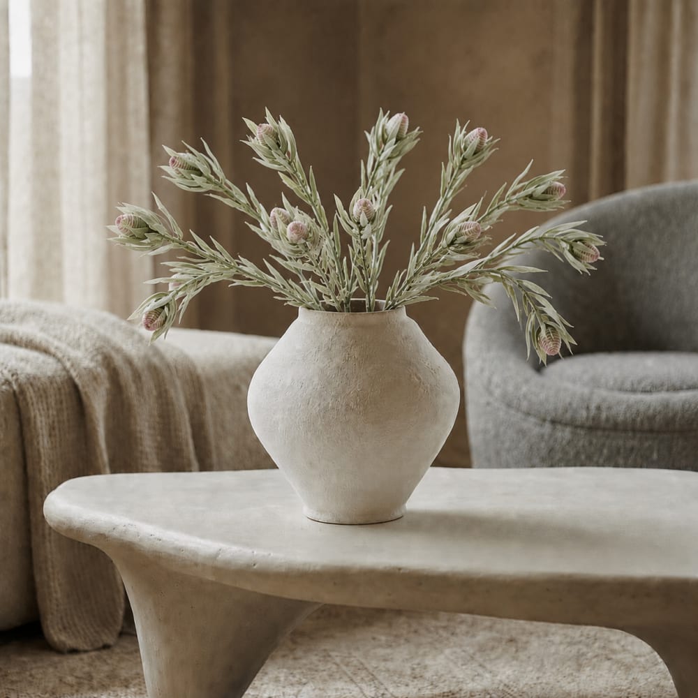 Feuillage de protea avec fruits artificiels roses h77 - Maisons du Monde