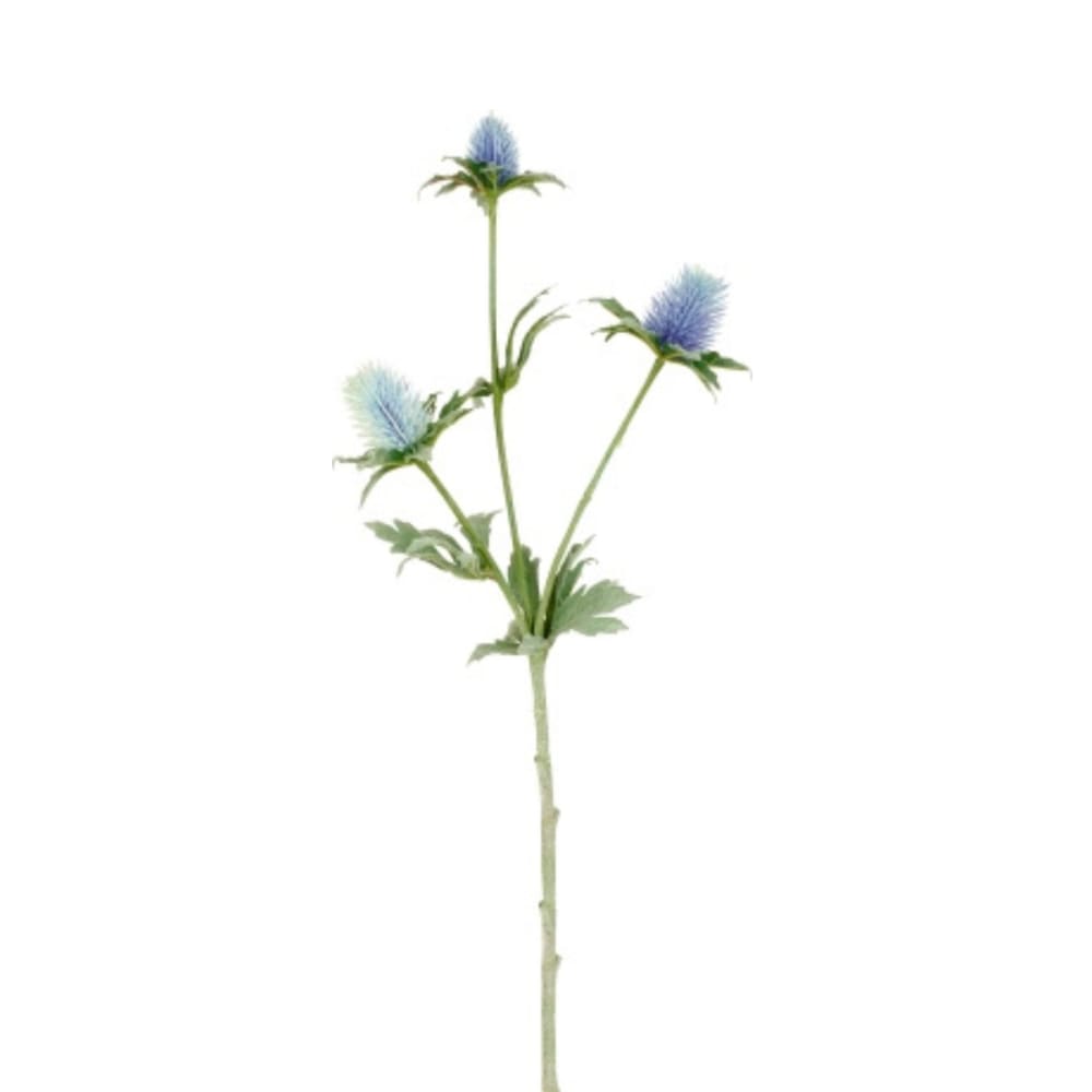 Tige artificielle de chardon en fleur artificielle bleue et verte h43