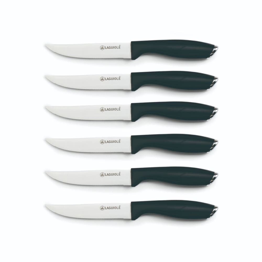 Set de 6 couteaux à steak en acier noir Set de 6 couteaux à steak en acier noir