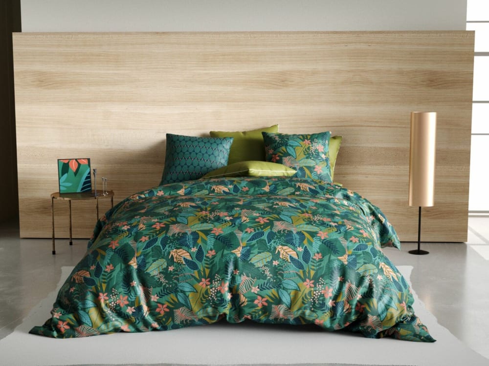 Parure de couette 100% coton 57 fils imprimée 260x240cm 2 taies
