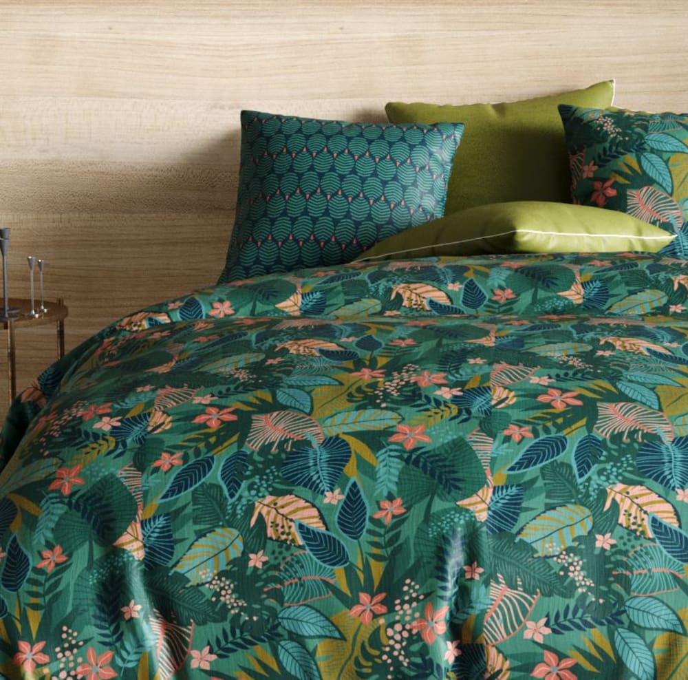 Parure de couette 100% coton 57 fils imprimée 260x240cm 2 taies - Maisons du Monde