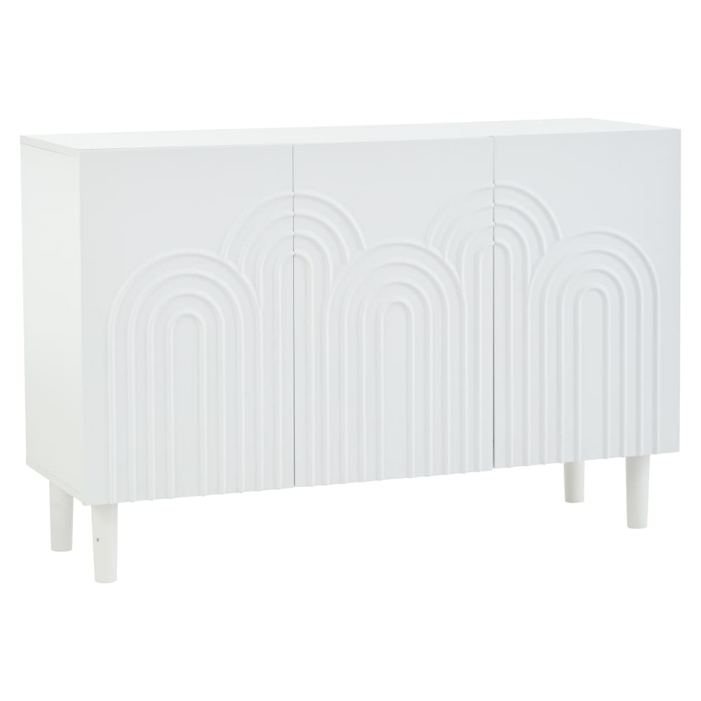 Urban Meuble Weißes Sideboard mit geschnitzten Türen und Bogenmotiven style modern Weiß Spanplatte