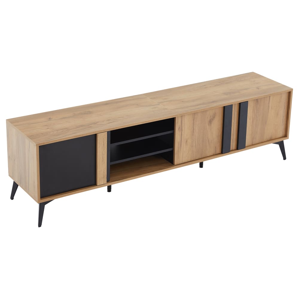 Meuble TV marron rustique effet bois et noir - Maisons du Monde