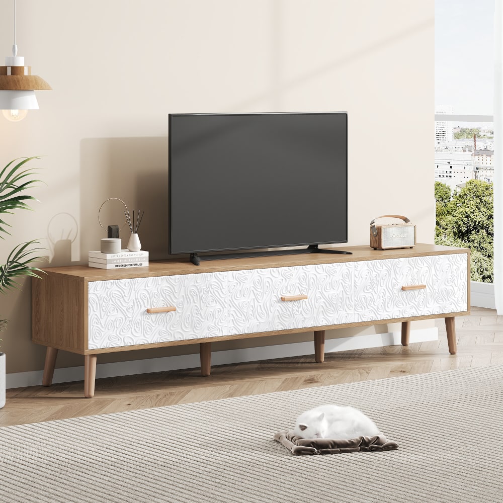 TV-Möbel in Holz-Optik mit 3 Schubladen, weiß - Maisons Du Monde