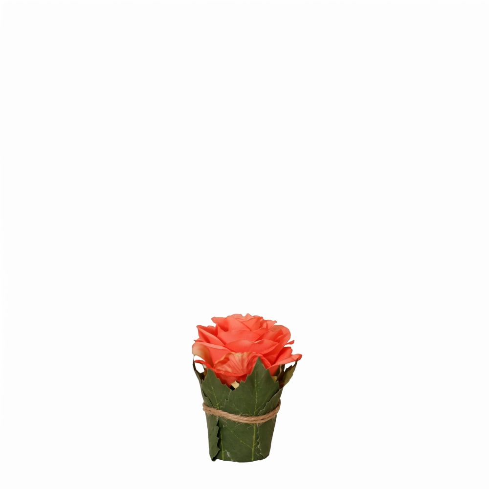Sia Deco Composition de roses entourée de feuilles artificielles corail h9 style contemporain Orange Pvc - Poly Chlorure De Vinyle