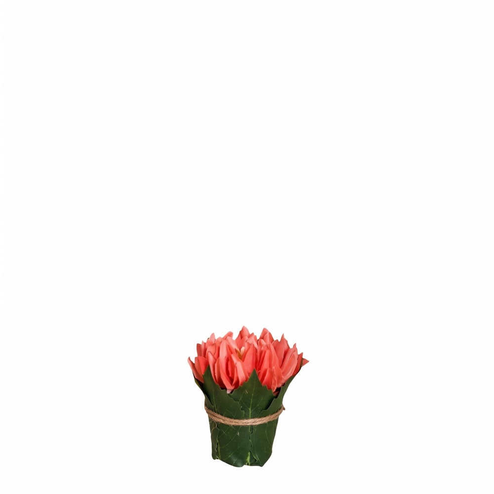 Sia Deco Composition chrysanthème entouré de feuilles artificielles corail h9 style contemporain Orange Pvc - Poly Chlorure De Vinyle