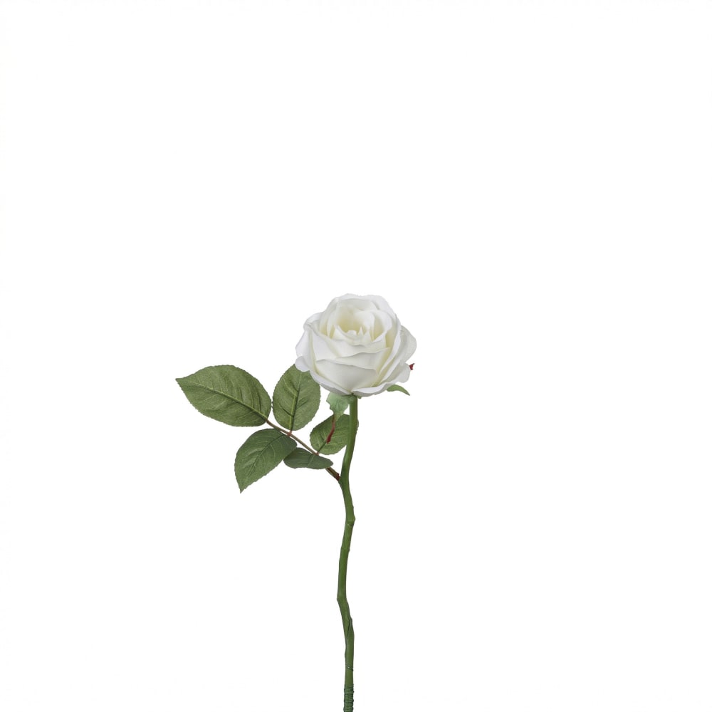 Sia Deco Tige de rose waterproof fermée artificielle blanche h32 style contemporain - Pes - Polyester
