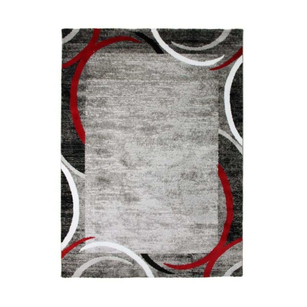 In-/Outdoor-Teppich Vintage gerahmt, 160x230, rot und grau -