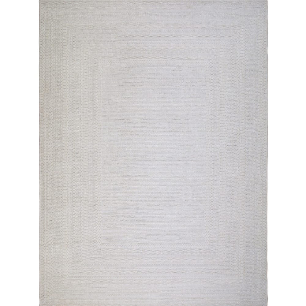 Tapis extérieur intérieur aspect jute à motif blanc ivoire 120x160