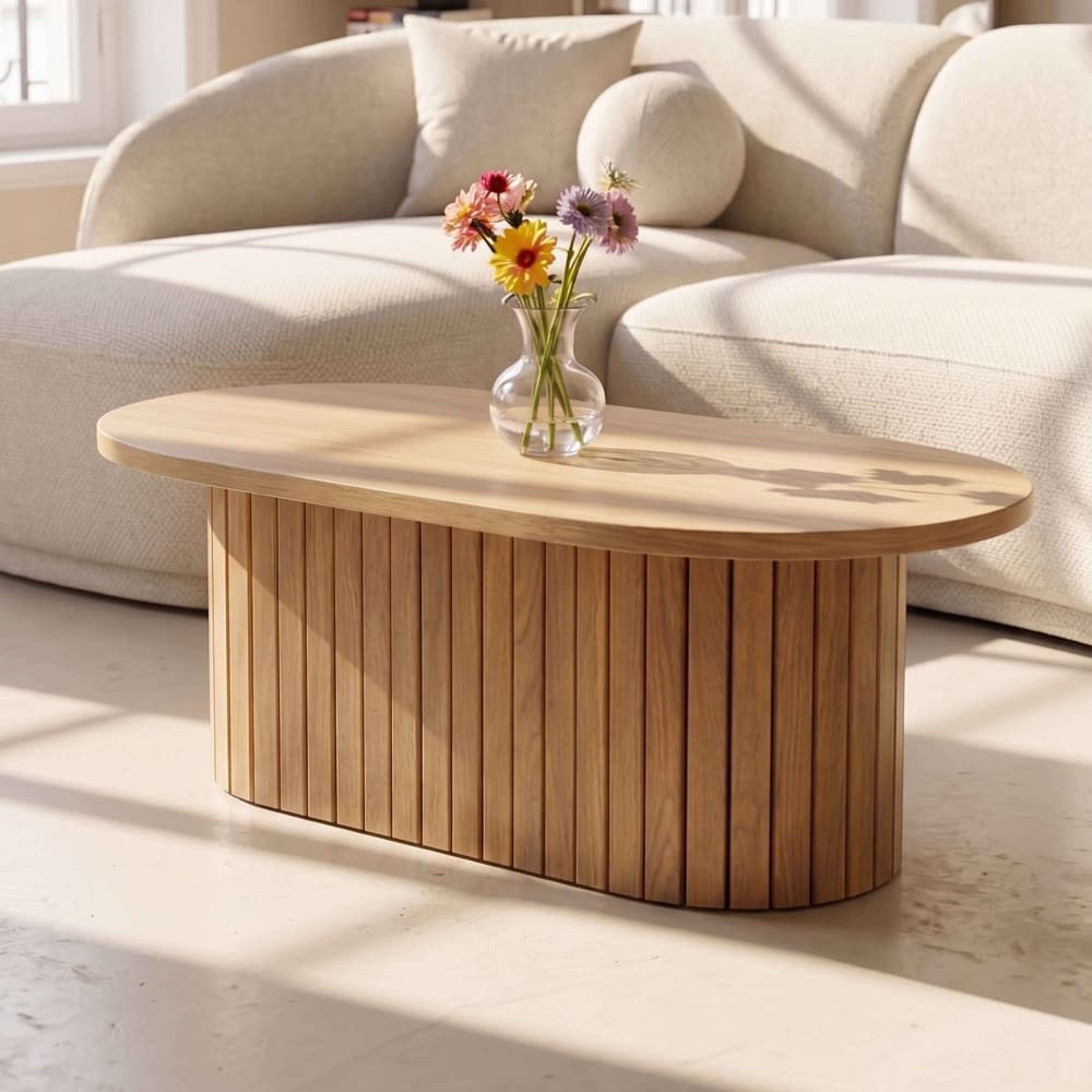 Ovaler Couchtisch aus dunklem Holz-Melamin - Maisons Du Monde