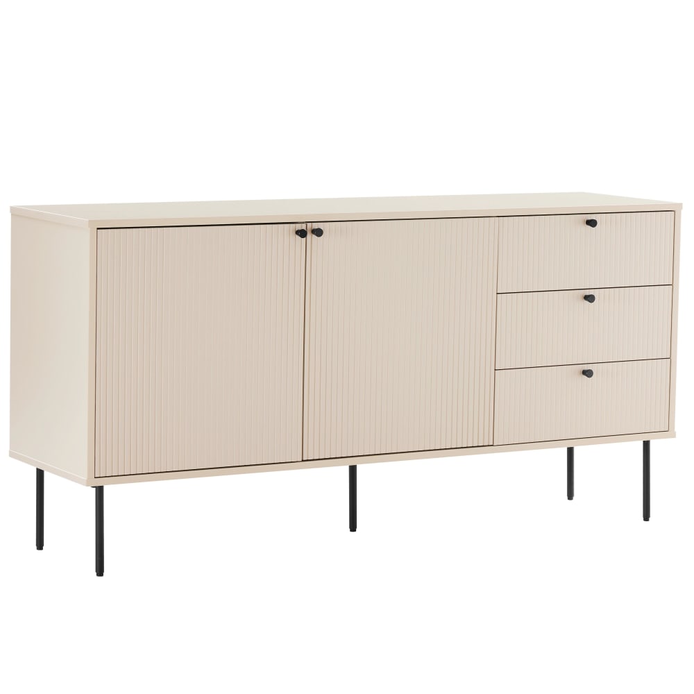 Oviala Sideboard 2 Türen und 3 Schubladen Melamindekor 150 cm Beige style modern Beige Holz