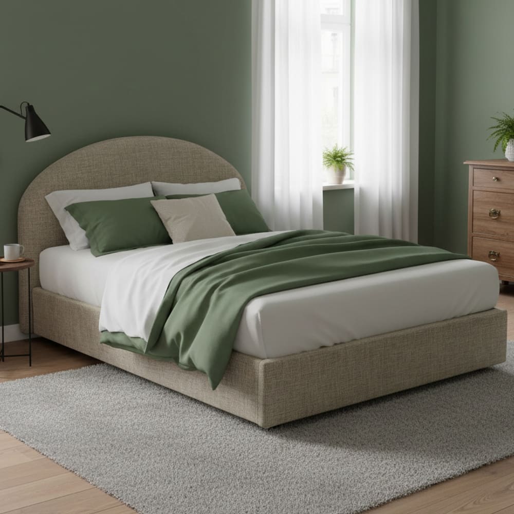 Doppelbett aus taubengrauem Stoff 160x190 cm - Maisons Du Monde