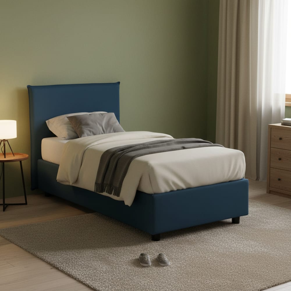 Lit simple en tissu bleu 80x190 cm - Maisons du Monde