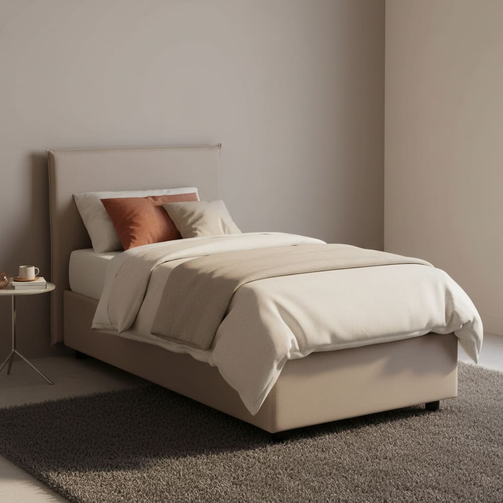 Einzelbett aus taubengrauem Stoff 80x190 cm - Maisons Du Monde