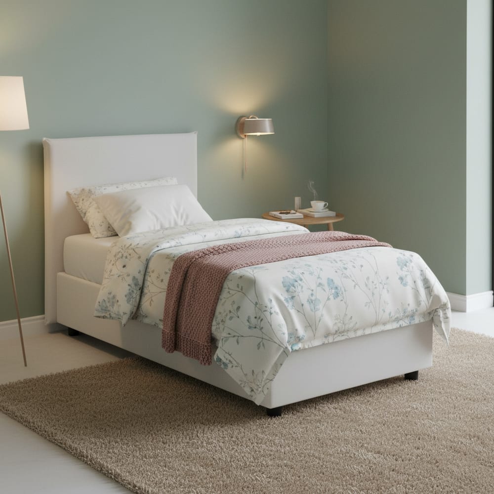 Einzelbett aus weißem Stoff 80x190 cm - Maisons Du Monde
