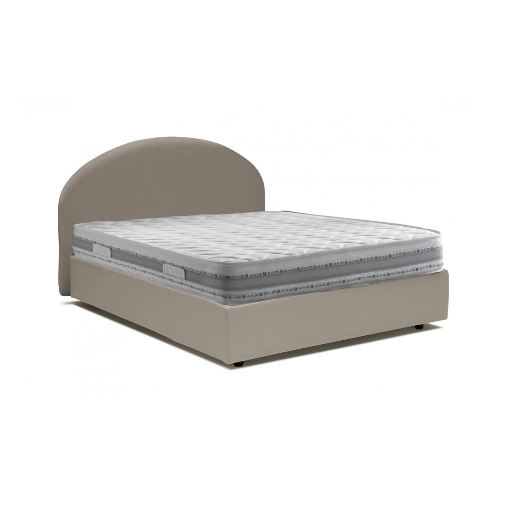 Lit double en similcuir tourterelle 160x200 cm