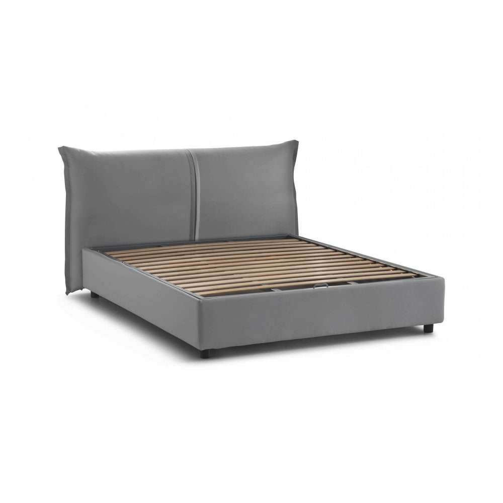 Lit double en tissu gris 160x190 cm