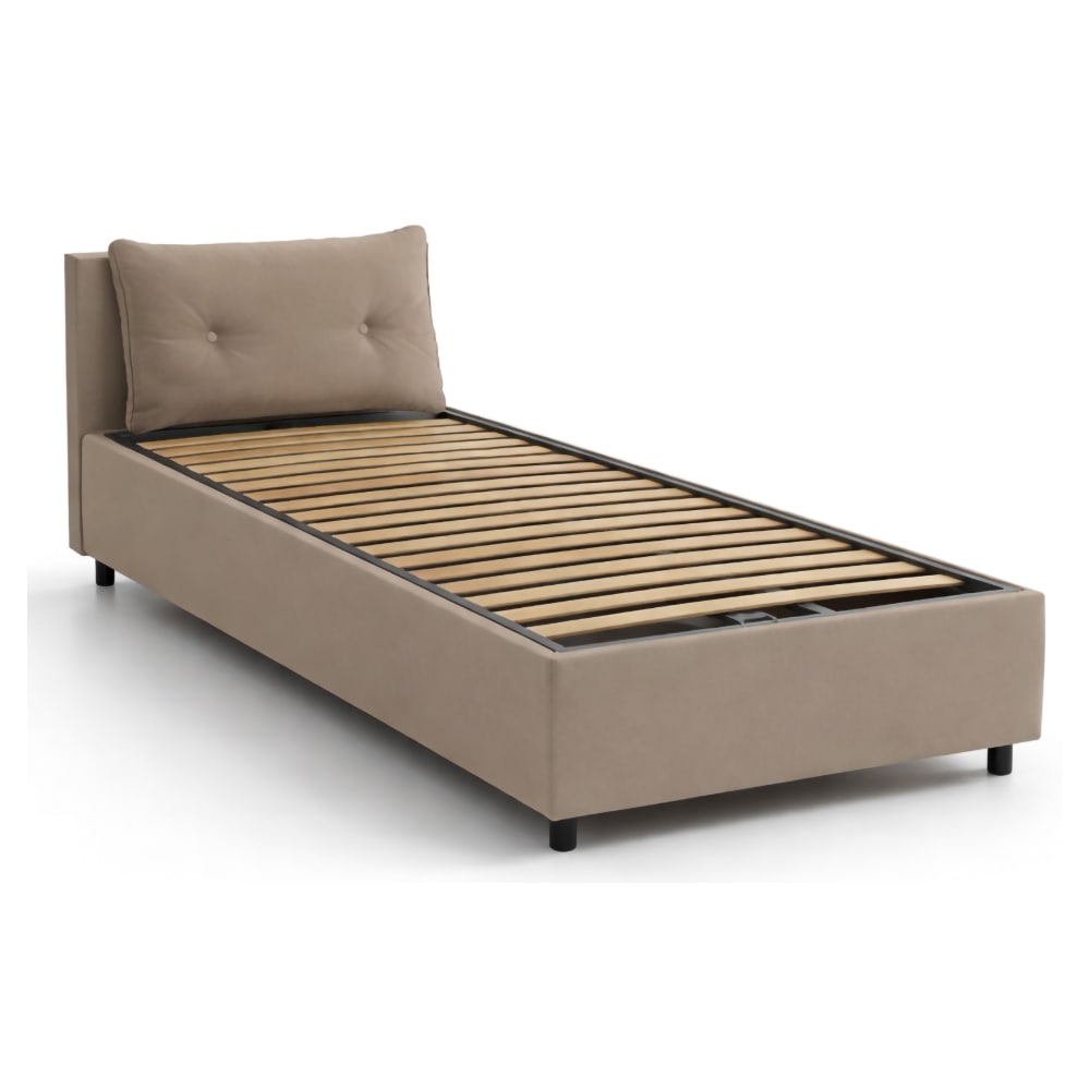 Lit simple en tissu tourterelle
