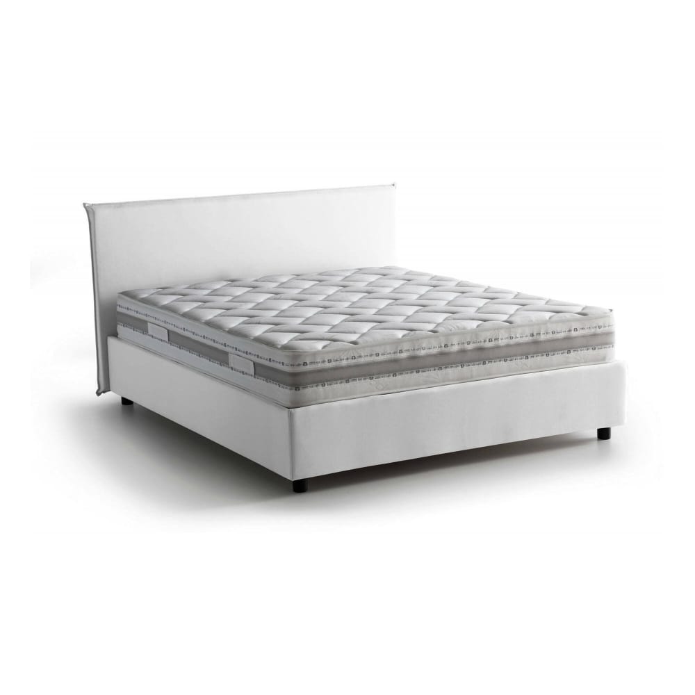 Lit double en tissu blanc 160x190 cm