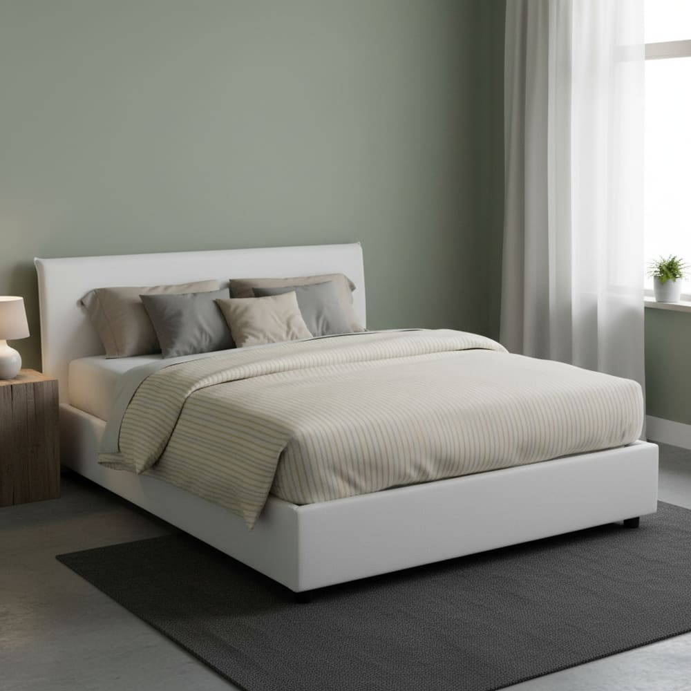 Doppelbett aus weißem Stoff 160x190 cm - Maisons Du Monde
