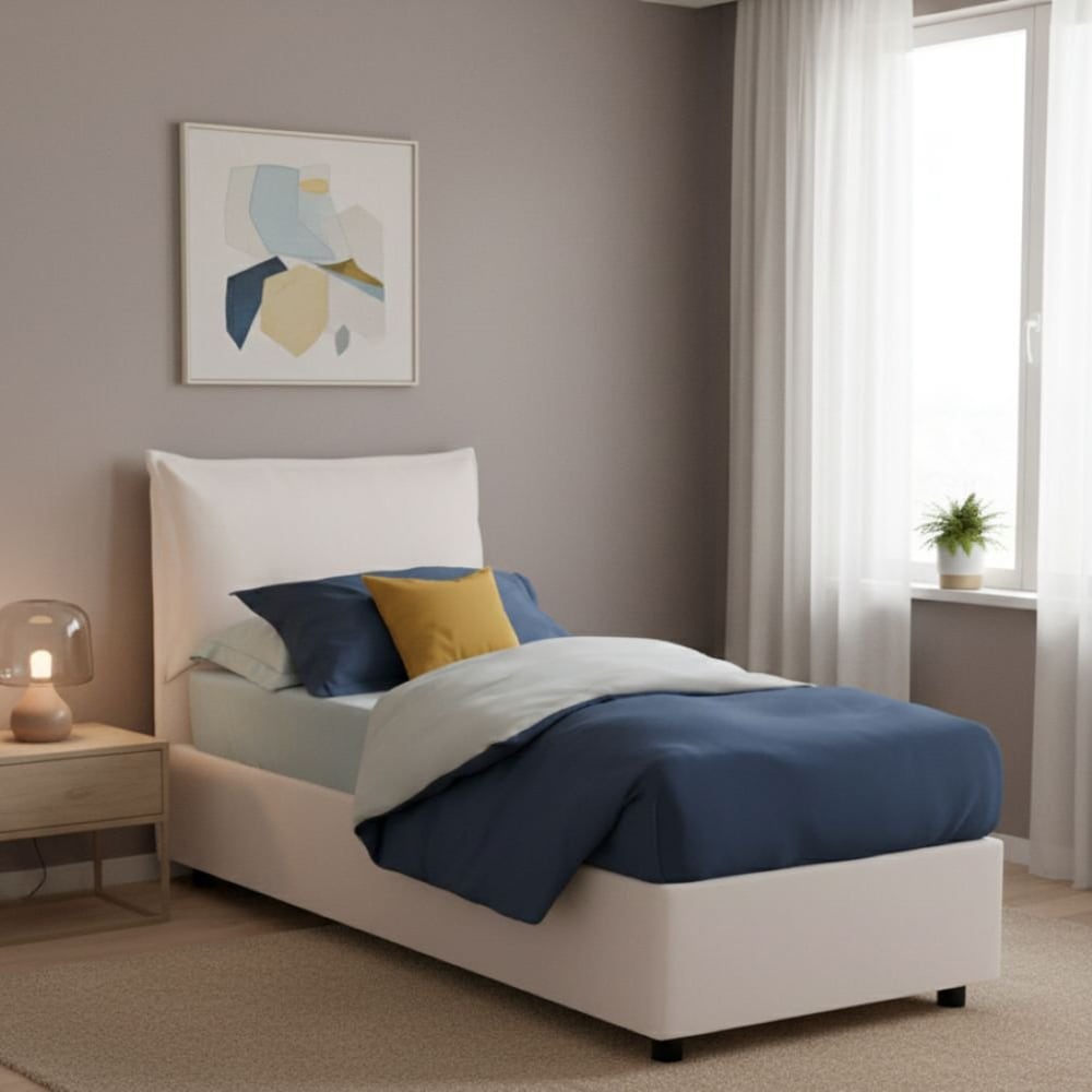 Einzelbett aus weißem Stoff 80x190 cm - Maisons Du Monde