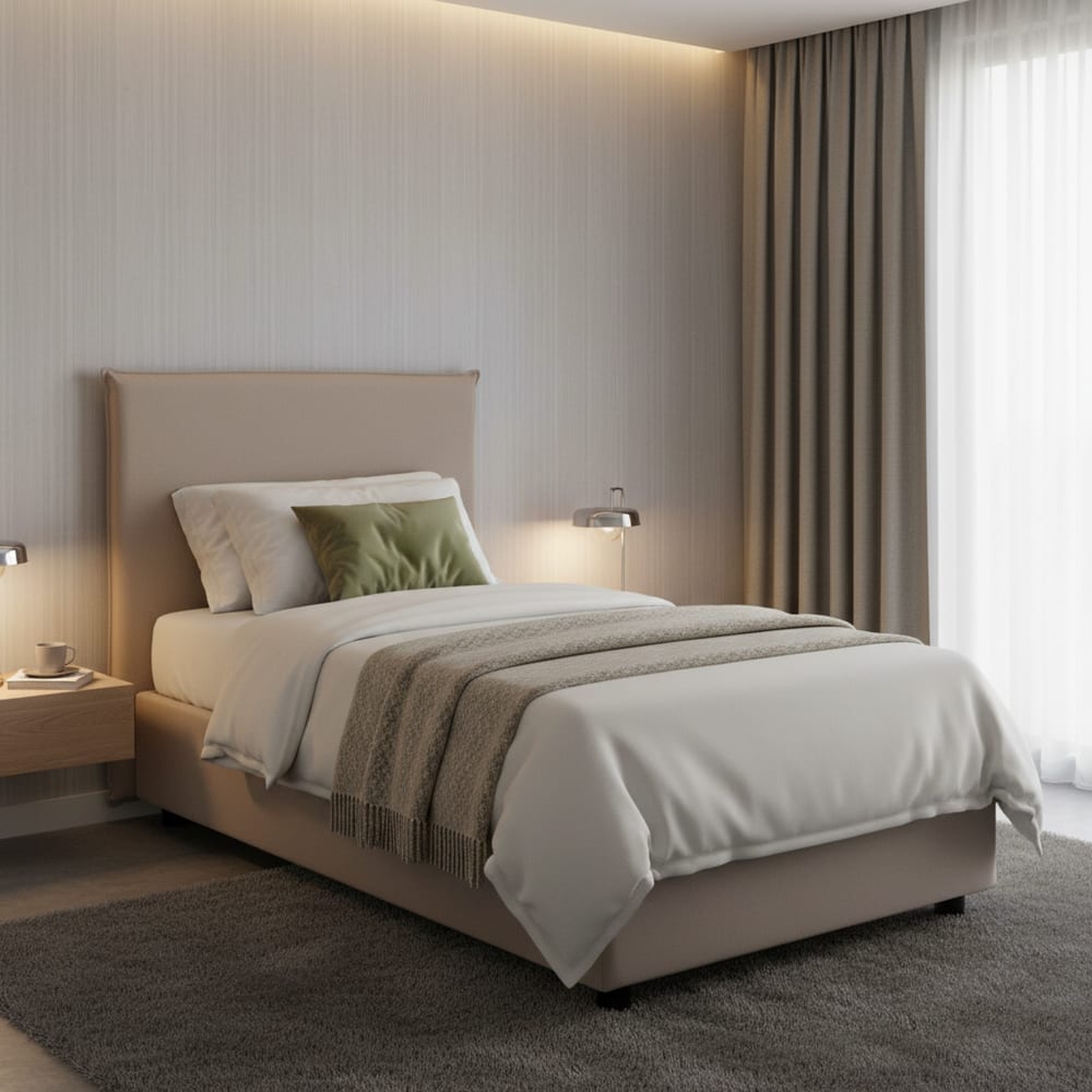Einzelbett aus taubengrauem Stoff 80x190 cm - Maisons Du Monde