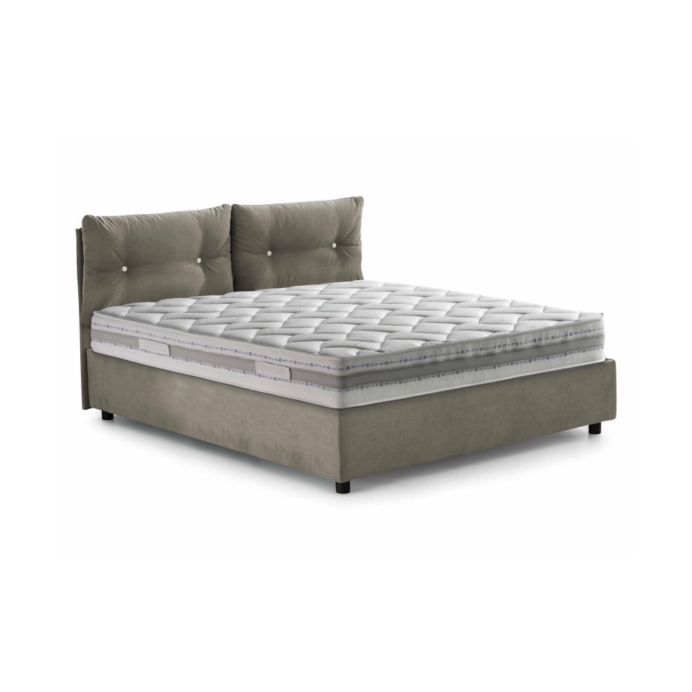 Lit double en tissu tourterelle 160x190 cm