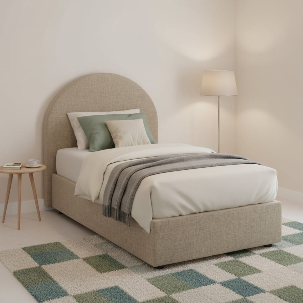 Einzelbett aus taubengrauem Stoff 80x190 cm - Maisons Du Monde