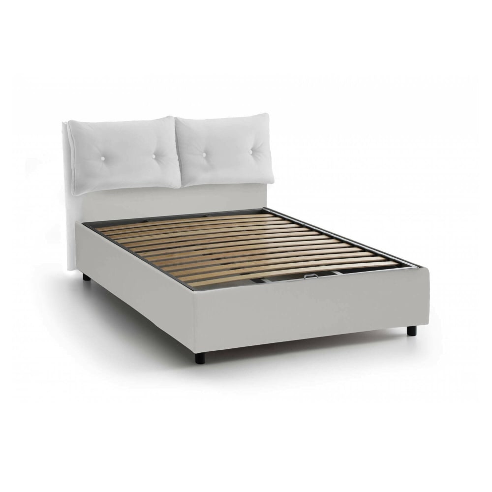 Lit double en tissu blanc 160x190 cm