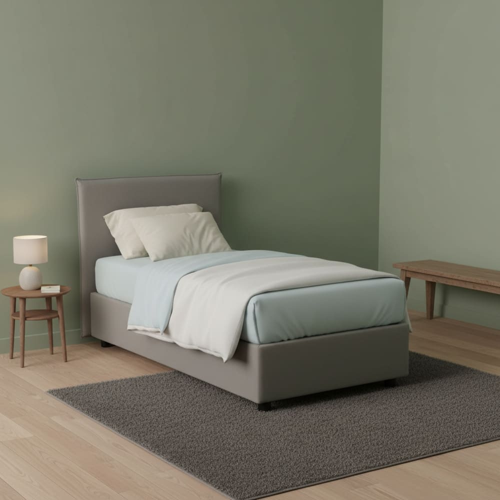 Einzelbett aus grauem Stoff 80x190 cm - Maisons Du Monde