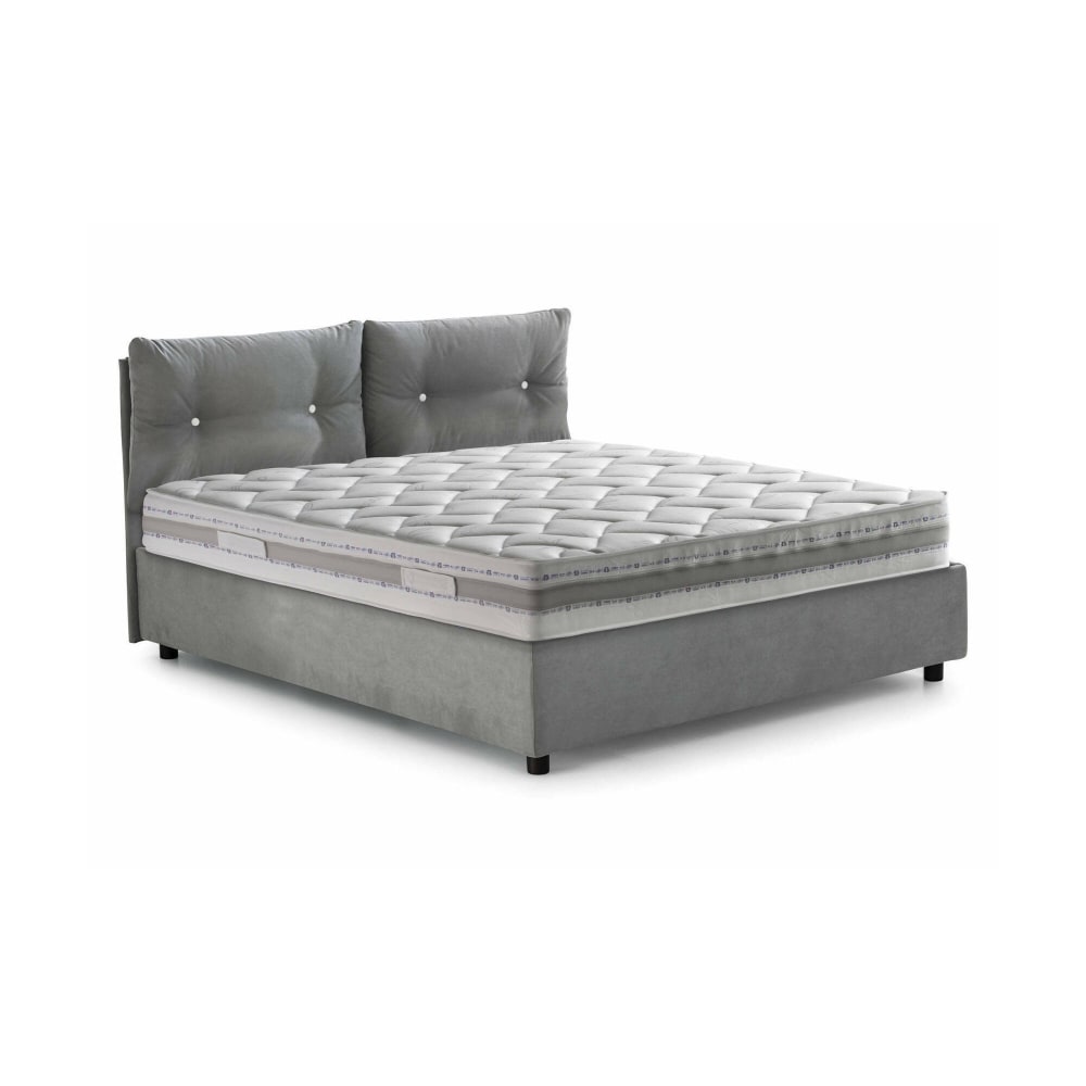 Lit double en tissu gris 160x190 cm