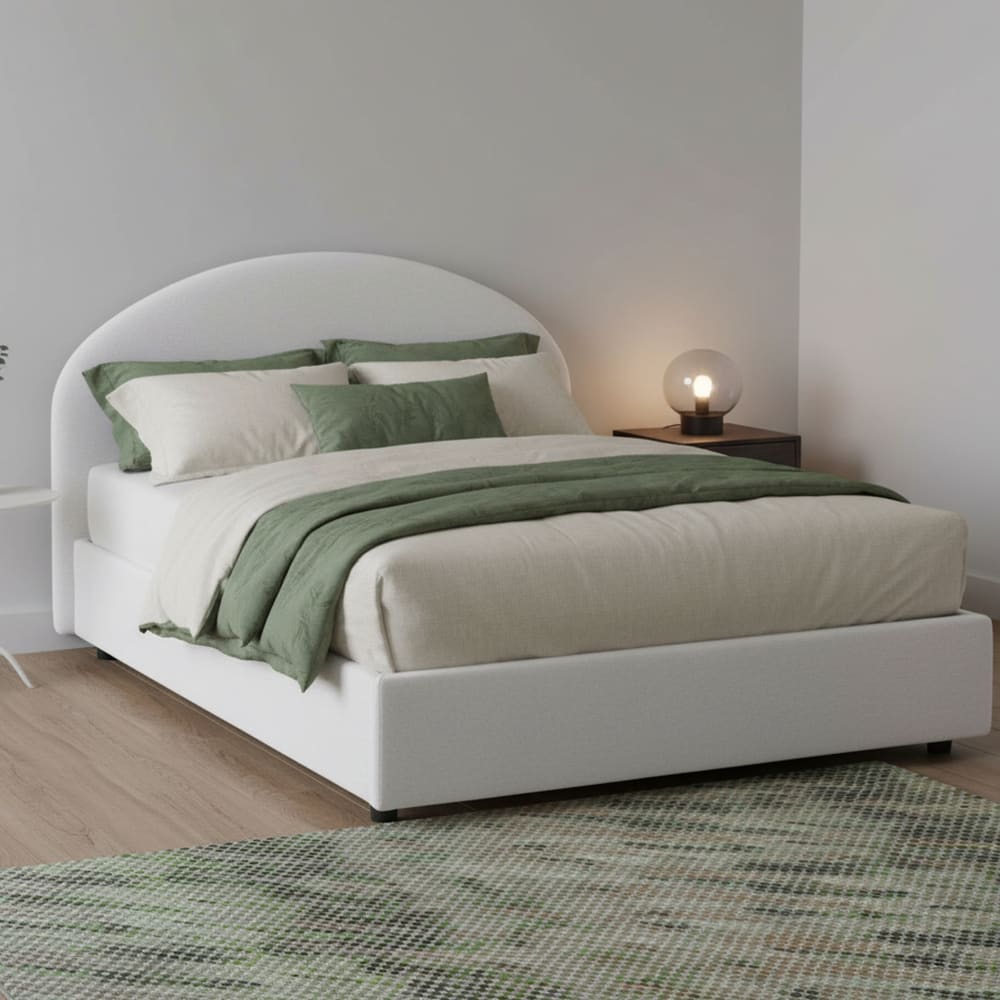Queensize-Bett aus weißem Kunstleder, 120 x 190 cm - Maisons Du