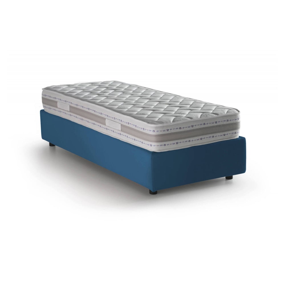 Lit simple en tissu bleu