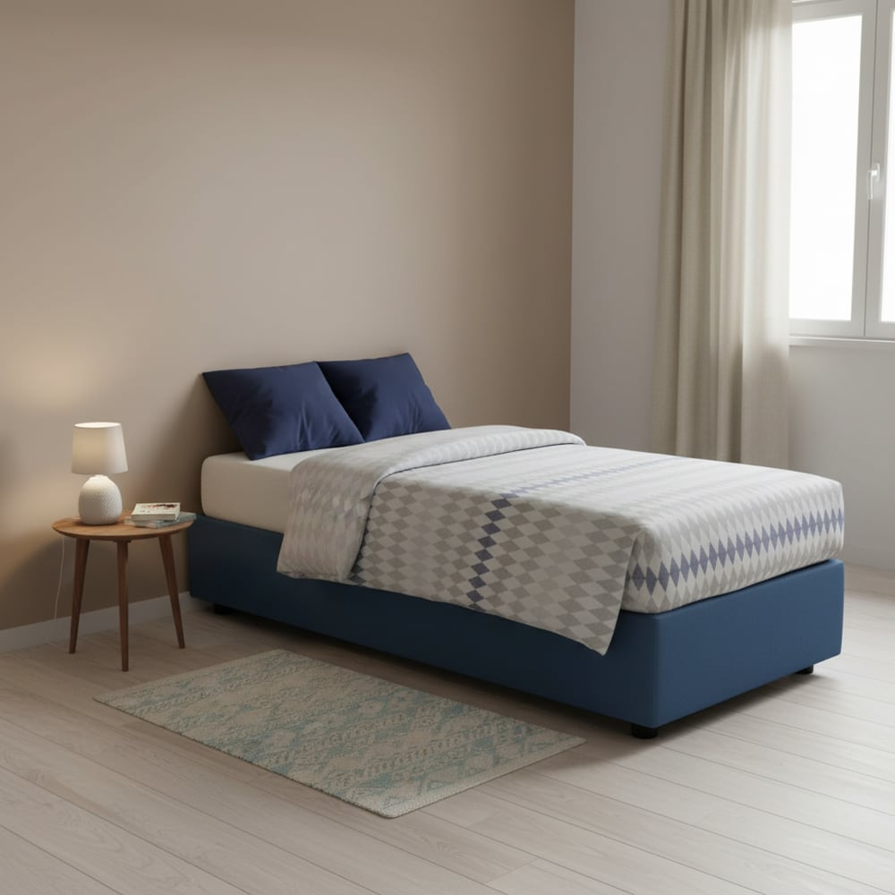 Lit simple en tissu bleu 80x200 cm - Maisons du Monde