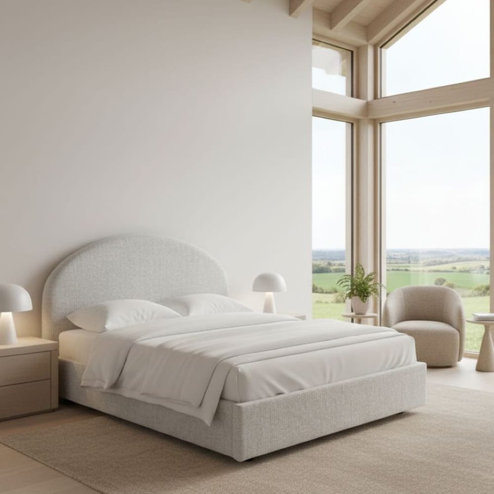 Doppelbett aus weißem Stoff 160x190 cm - Maisons Du Monde