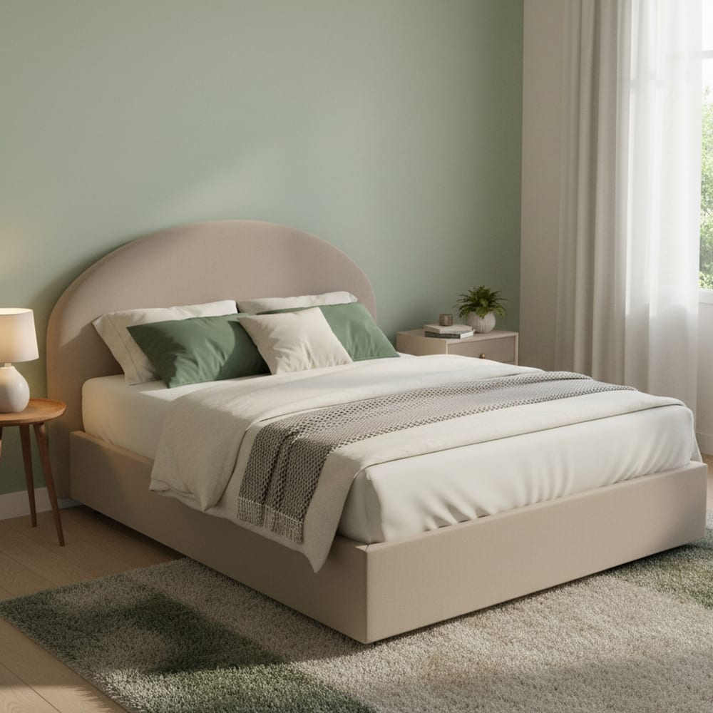 Lit double en similcuir tourterelle 160x190 cm - Maisons du Monde