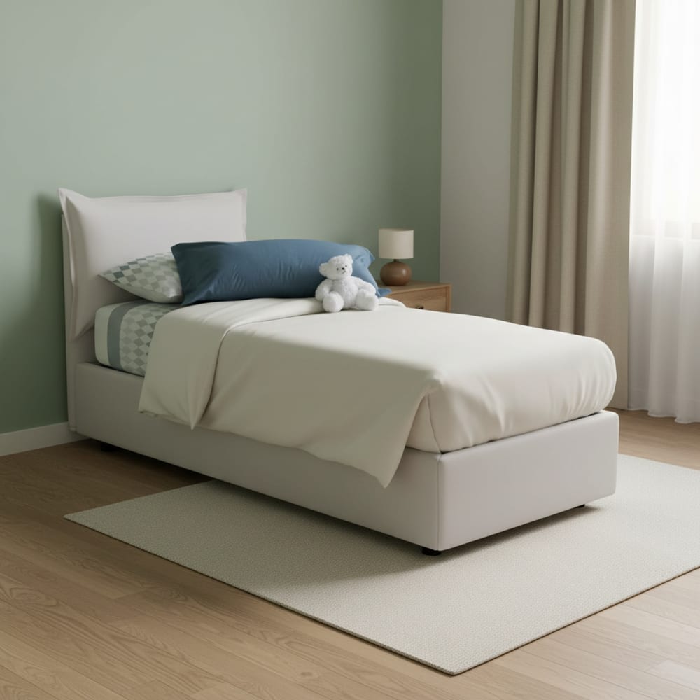 Einzelbett aus weißem Stoff 80x190 cm - Maisons Du Monde