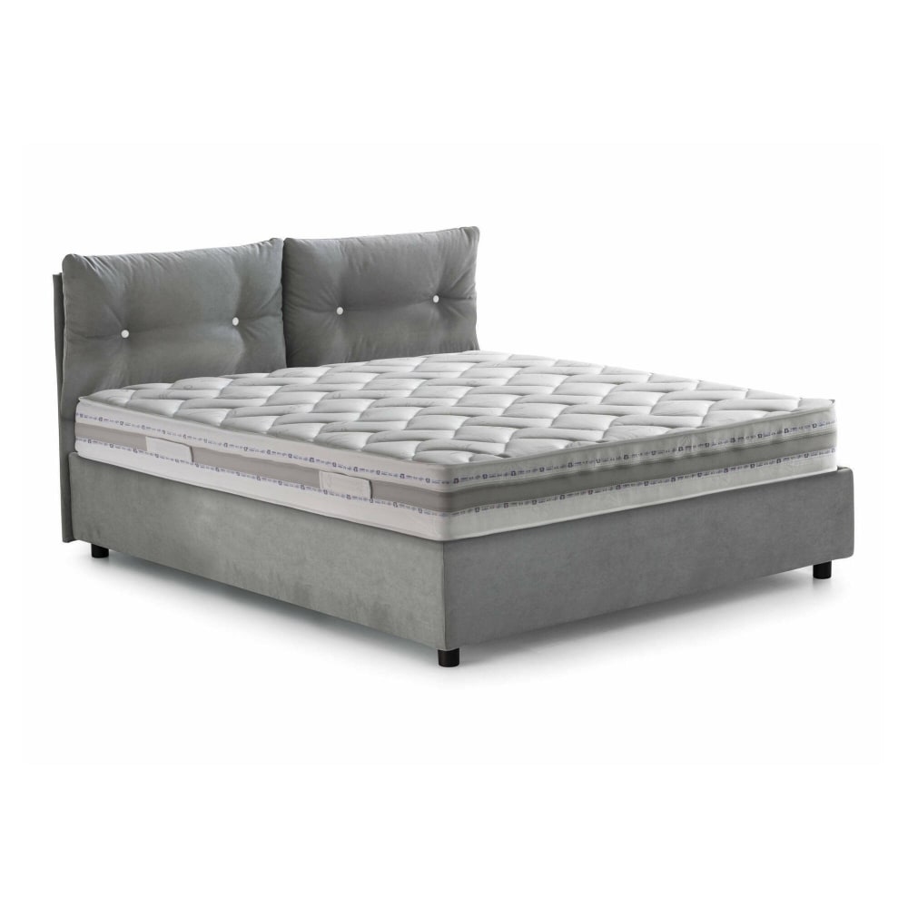 Talamo Italia Doppelbett aus grauem Stoff 160x200 cm style modern Öko-Tex Zertifikat - Holz
