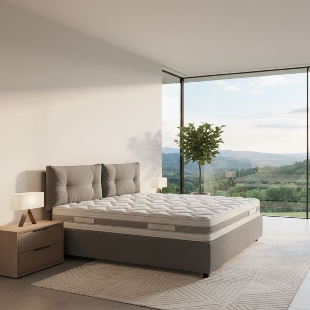 Doppelbett aus grauem Stoff 160x200 cm - Maisons Du Monde