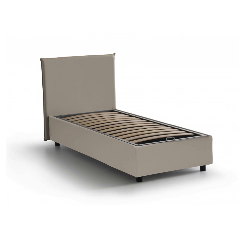 Lit simple en tissu tourterelle 80x190 cm