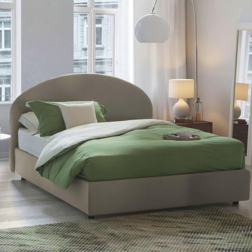 Doppelbett aus taubengrauem Stoff 160x190 cm - Maisons Du Monde