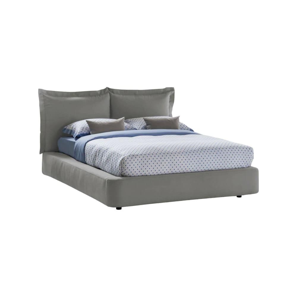 Lit double en tissu gris 160x190 cm