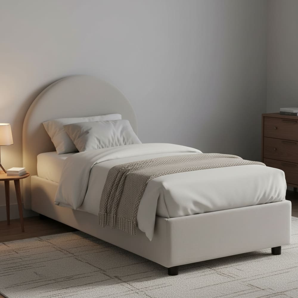 Einzelbett aus weißem Stoff 80x190 cm - Maisons Du Monde