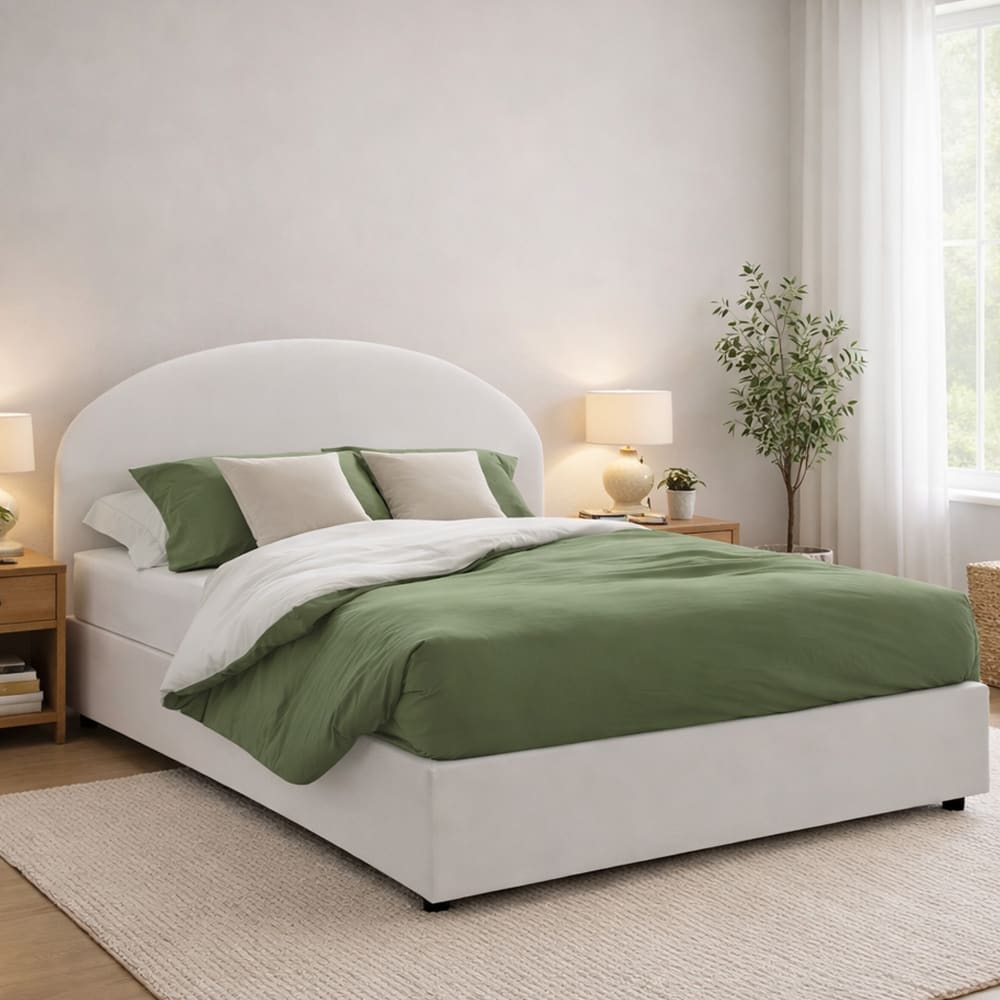 Doppelbett aus weißem Kunstleder 160x200 cm - Maisons Du Monde